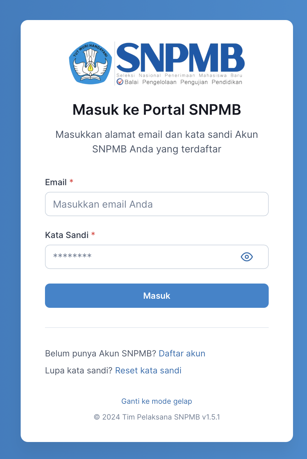 Halamann Login Portal SNPMB